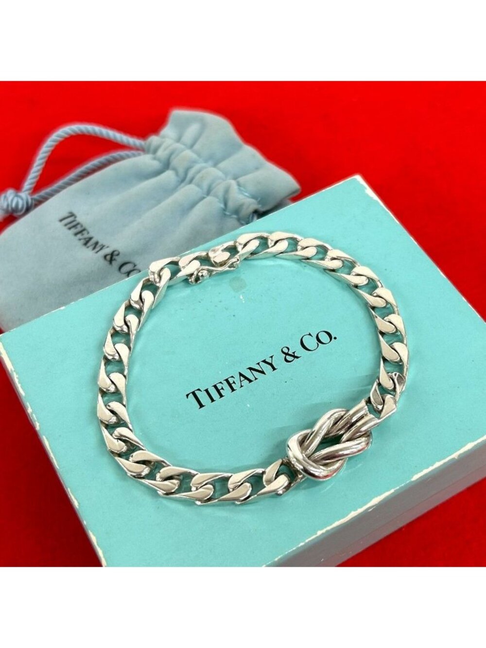 Tiffany & Co Box Knot Chain Bracelet 925 Sterling Silver